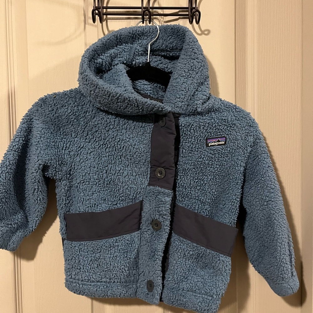 Patagonia Cozy Blue Hooded Fleece for kids
